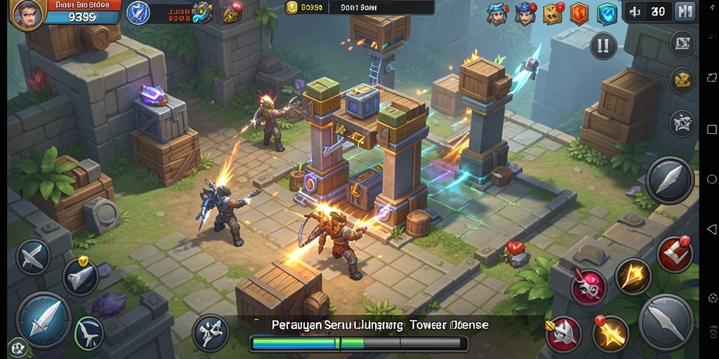 Gameplay menegangkan dalam Tower Defense yang seru.