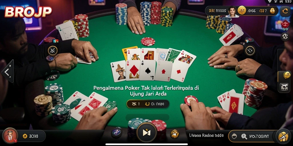 Tampilan gameplay BROJP yang menarik dan penuh aksi Poker.