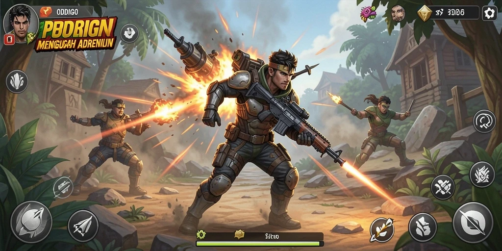 Screenshot utama ODDIGO menunjukkan aksi intens dalam pertarungan seru.