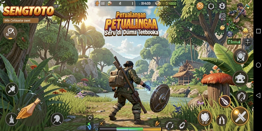 Tangkapan layar gameplay SENGTOTO menunjukkan petualangan di dunia terbuka.