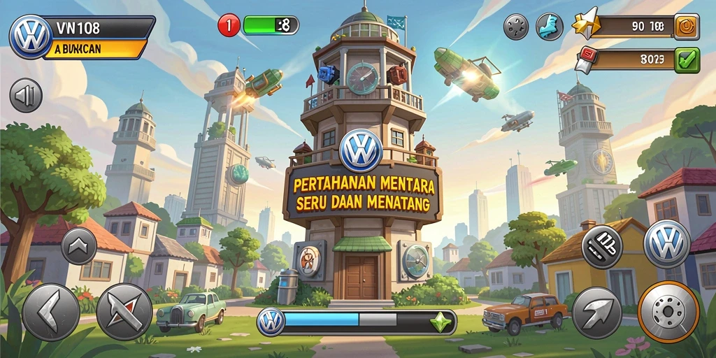 Tangkapan layar VW108 menampilkan aksi seru dalam game Tower Defense.